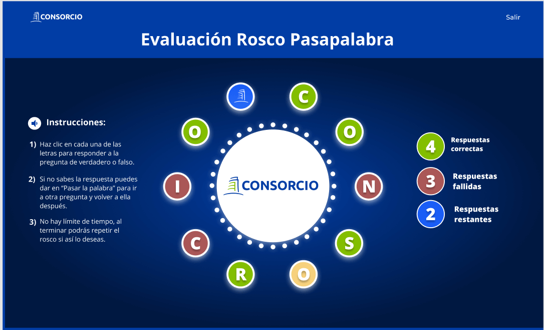 Minijuego Pasapalabra - Prevención de Delitos
